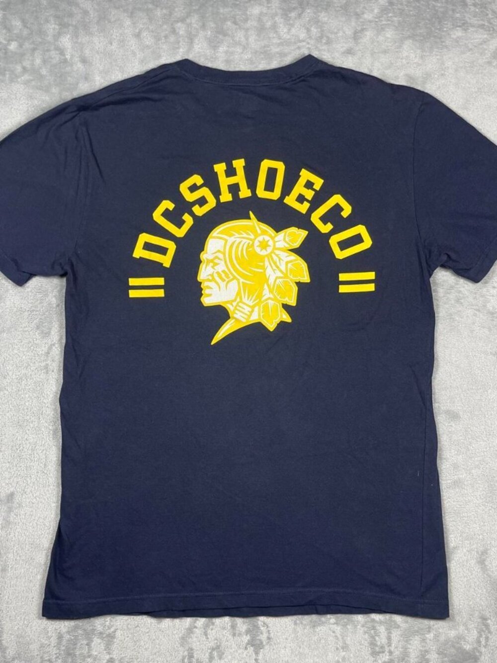 DC Shoes Navy Graphic T-Shirt Indian Chief Logo 100% Cotton Skate Streetwear Men